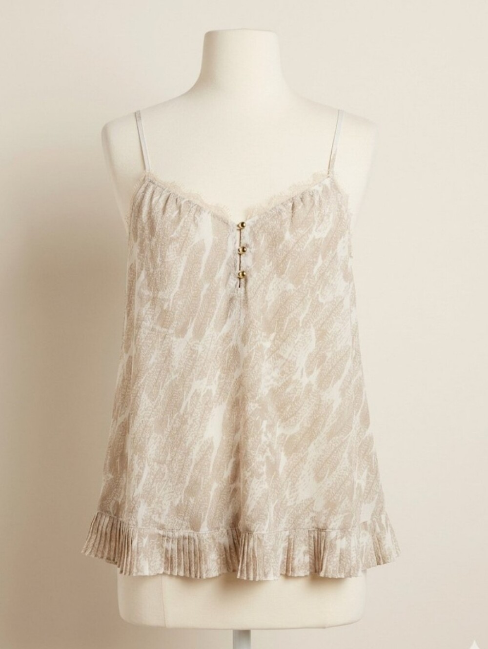 princess vera wang Cream Spagetty Straps Women's Flowy Cami Top Sz M